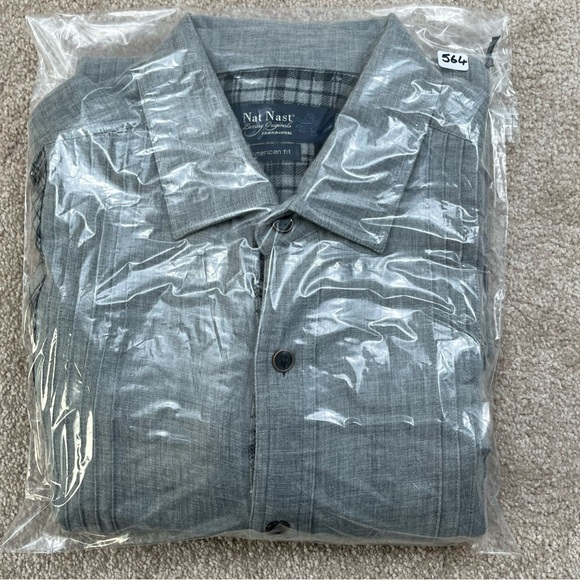 Nat Nash Shirt Adult Medium Gray Button Up Long Sleeve Soft Luxury Preppy Men - Picture 16 of 16